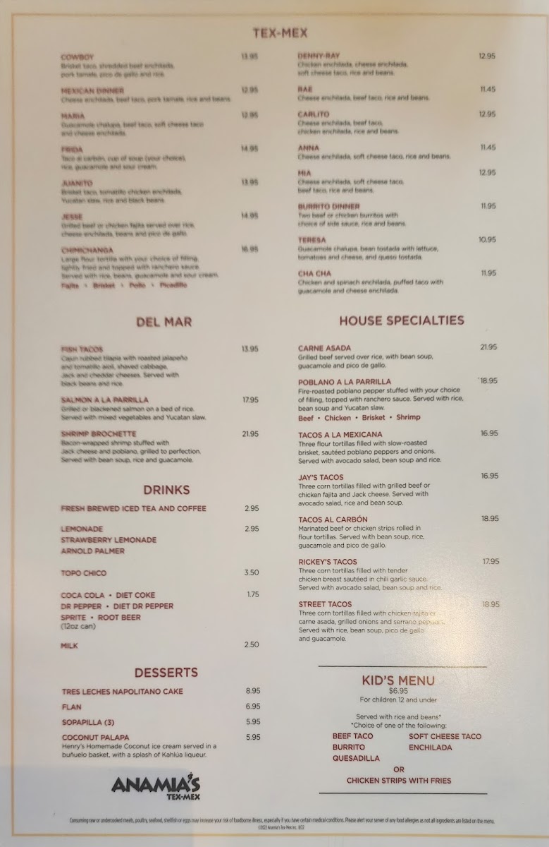 Menu Anamia's Tex Mex-5