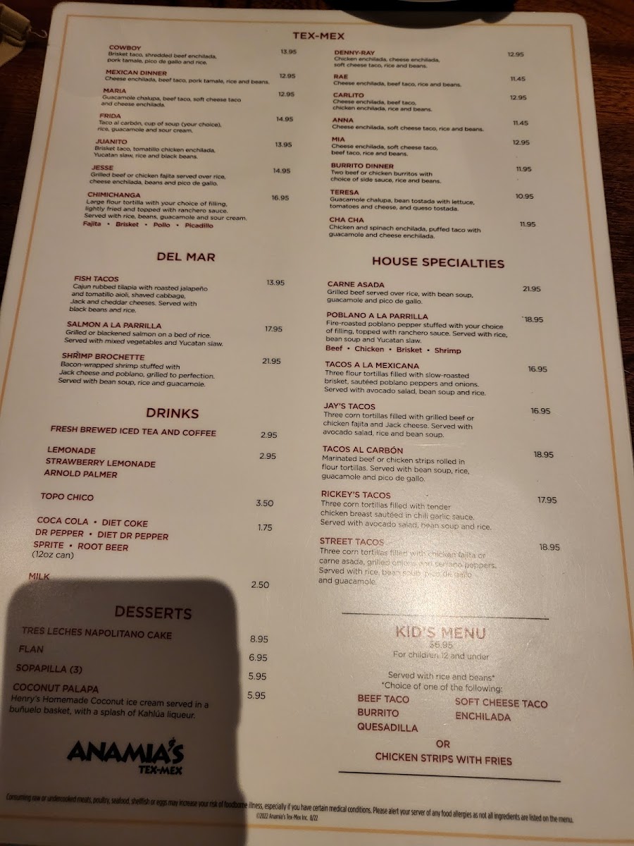 Menu Anamia's Tex Mex-7